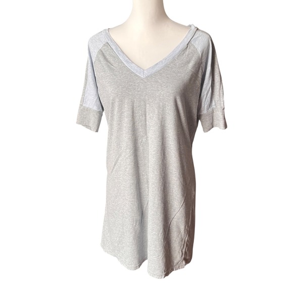 La Vie en Rose Sleep Dress Gray V-Neck Short Sleeve Lounge Nightgown Casual - Picture 1 of 5